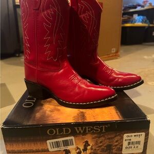 Old West Crimson Leather Boots